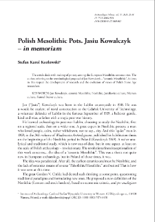 Polish Mesolithic Pots. Jasiu Kowalczyk &ndash; in memoriam