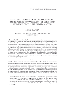 Different Systems of Knowledge Found in the Reproductive Health of Ashaninka Women from the Peruvian Amazon