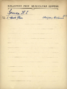 Kartoteka "Biblioteka Prof. Władysława Szafera" : Sor-Sti