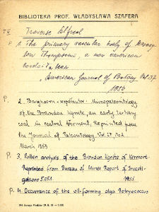 Kartoteka "Biblioteka Prof. Władysława Szafera" : Trav-U