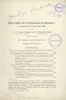 Weitere Studien &uuml;ber die Regeneration der Nemertinen : I. Regeneration bei Lineus ruber M&uuml;ll