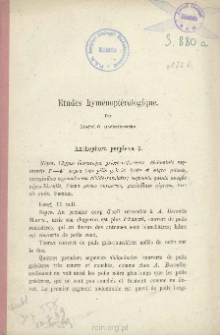 Etudes Hym&eacute;nopt&egrave;rologiques. [cz. 2]