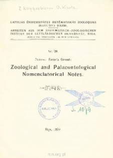 Zoological and Palaeontological Nomenclatorical Notes