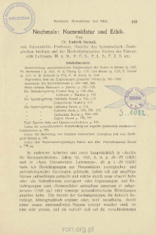 Nochmals: Nomenklatur und Ethik