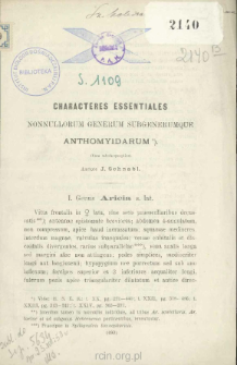 Characteres essentiales nonnullorum generum subgenerumque anthomyidarum