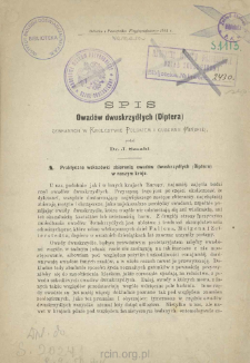 Spis owad&oacute;w dwuskrzydłych (Diptera) zebranych w Kr&oacute;lestwie Polskiem i Gubernii Mińskiej