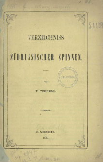 Verzeichniss S&uuml;drussischer spinnen
