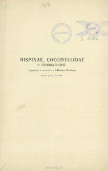 Hispinae, Coccinellidae et Endomychidae: Argentinia et vicinitate e collectione Bruchiana