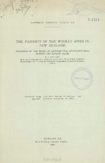 The parasite of the Woolly Aphis in New Zealand: Progress of the work of distributing Aphelinus