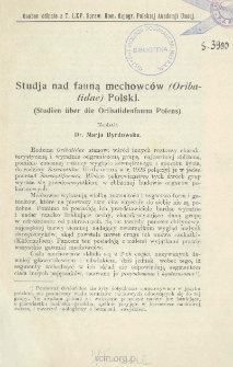 Studja nad fauną mechowców (Oribatidae) Polski = Studien über die Oribatidenfauna Polens)