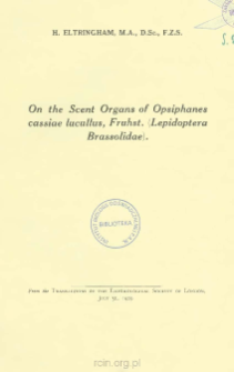 On the Scent Organs of Opsiphanes cassiae lucullus, Fruhst. (Lepidoptera Brassolidae)
