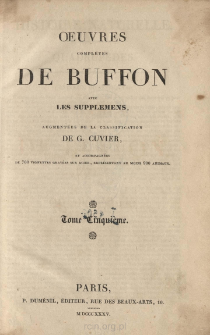 Oeuvres completes de Buffon avec les supplémens, augmentées de la classification de G. Cuvier. Vol.5
