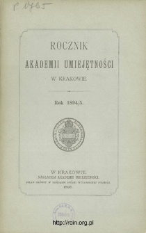 Rocznik Akademii Umiejętności w Krakowie, Rok 1894/5