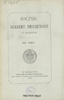 Rocznik Akademii Umiejętności w Krakowie, Rok 1896/7