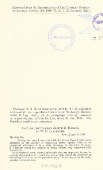 Copy of Letter from Joseph D. Hooker to W. B. Carpenter