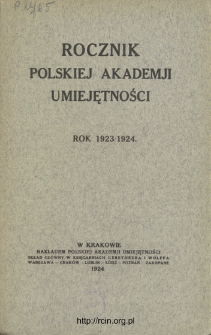 Rocznik Polskiej Akademii Umiejętności. Rok 1923/1924