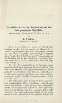 Verzeichniss der von Dr. Gundlach auf der Insel Cuba gesammelten R&uuml;sselk&auml;fer : (Fortsetzung. Siehe Jahrg. XXXVII s. 150)