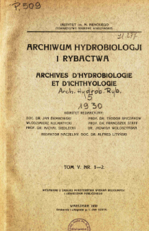 Archiwum Hydrobiologji i Rybactwa, Tom 5 Nr 1-2
