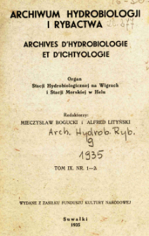 Archiwum Hydrobiologji i Rybactwa, Tom 9 Nr 1-2