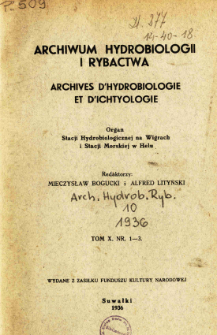 Archiwum Hydrobiologji i Rybactwa, Tom 10 Nr 1-3