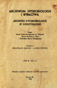 Archiwum Hydrobiologji i Rybactwa, Tom 11 Nr 3-4