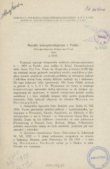 Notatki koleopterologiczne z Polski = Koleopterologische Notizen aus Polen