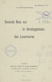 Seconde note sur le d&eacute;veloppement des Lucernaires