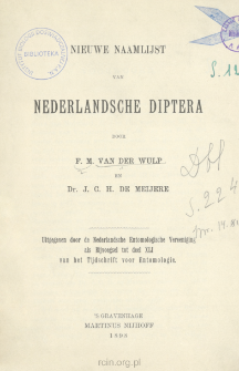 Nieuwe naamlijst van Nederlandsche Diptera