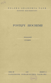 Postępy biochemii, Tom 4, Zeszyt 2, Suplement, 1958