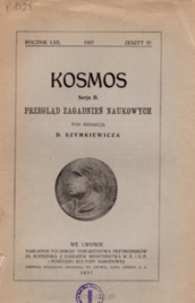 Kosmos. Seria B, Przegląd Zagadnień Naukowych, Zeszyt 4, Rocznik 62