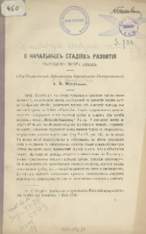 O nacal'nych stadijach' razvitija golovnogo mozga ptic'