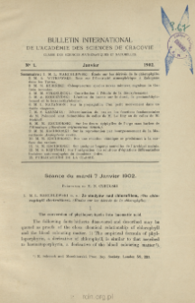 Bulletin International de L'Académie des Sciences de Cracovie. Classe des Sciences Mathématiques et Naturelles. Anzeiger der Akademie der Wissenschaften in Krakau. Mathematisch-Naturwissenschaftliche Klasse. Reihe B, Biologische Wissenschaften. Série B, Sciences Naturelles, No 1