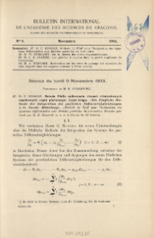 Bulletin International de L'Académie des Sciences de Cracovie. Classe des Sciences Mathématiques et Naturelles. Anzeiger der Akademie der Wissenschaften in Krakau. Mathematisch-Naturwissenschaftliche Klasse. Reihe B, Biologische Wissenschaften. Série B, Sciences Naturelles, No 9