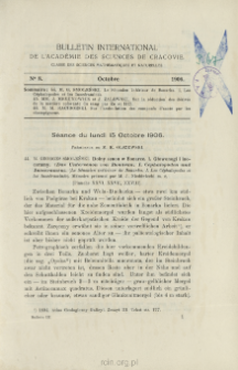 Bulletin International de L'Acad&eacute;mie des Sciences de Cracovie. Classe des Sciences Math&eacute;matiques et Naturelles. Anzeiger der Akademie der Wissenschaften in Krakau. Mathematisch-Naturwissenschaftliche Klasse. Reihe B, Biologische Wissenschaften. S&eacute;rie B, Sciences Naturelles, No 8