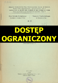 Prace Towarzystwa Przyjaciół Nauk w Wilnie. Travaux de la Société des Sciences et de Lettres de Wilno. Classe des sciences mathématiques et naturelles Wydział Nauk Matematycznych i Przyrodniczych. =