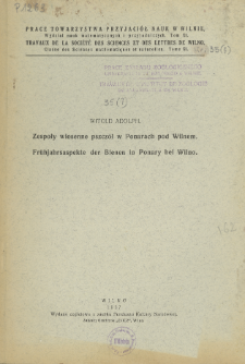 Prace Towarzystwa Przyjaci&oacute;ł Nauk w Wilnie. Travaux de la Soci&eacute;t&eacute; des Sciences et de Lettres de Wilno. Classe des sciences math&eacute;matiques et naturelles Wydział Nauk Matematycznych i Przyrodniczych. =