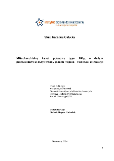 Mitochondrialny kanał potasowy typu BKCa o dużym przewodnictwie aktywowany jonami wapnia &ndash; budowa i interakcje : praca doktorska