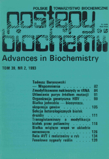 Postępy biochemii, Tom 39, Nr 2