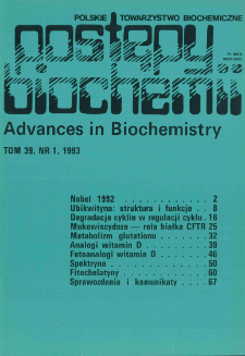 Postępy biochemii, Tom 39, Nr 1
