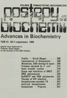 Postępy biochemii, Tom 41, Nr 5 Supplement