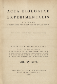 Acta Biologiae Experimentalis. Vol. 15, Supl., 1949