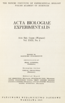 Acta Biologiae Experimentalis. Vol. 23, No 2, 1963