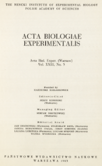 Acta Biologiae Experimentalis. Vol. 23, No 3, 1963