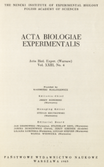 Acta Biologiae Experimentalis. Vol. 23, No 4, 1963