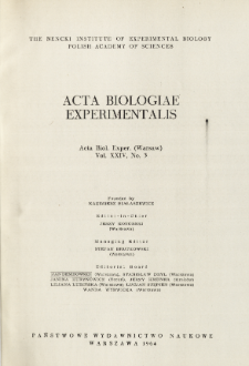 Acta Biologiae Experimentalis. Vol. 24, No 3, 1964