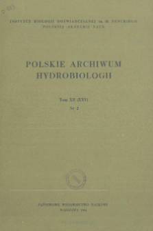 Polskie Archiwum Hydrobiologii, Tom 12 (XXV) nr 2 = Polish Archives of Hydrobiology