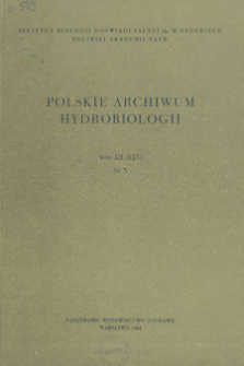 Polskie Archiwum Hydrobiologii, Tom 12 (XXV) nr 3 = Polish Archives of Hydrobiology