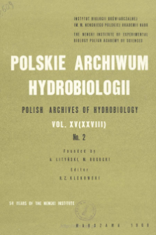 Polskie Archiwum Hydrobiologii, Tom 15 (XXVIII) nr 2 = Polish Archives of Hydrobiology