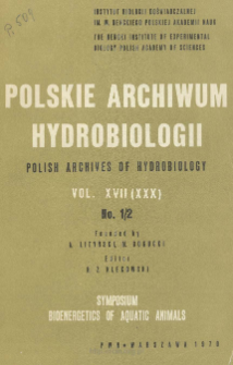 Polskie Archiwum Hydrobiologii, Tom 17 (XXX) nr 1/2 = Polish Archives of Hydrobiology