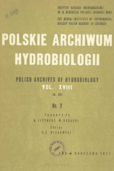 Polskie Archiwum Hydrobiologii, Tom 18 nr 2 = Polish Archives of Hydrobiology